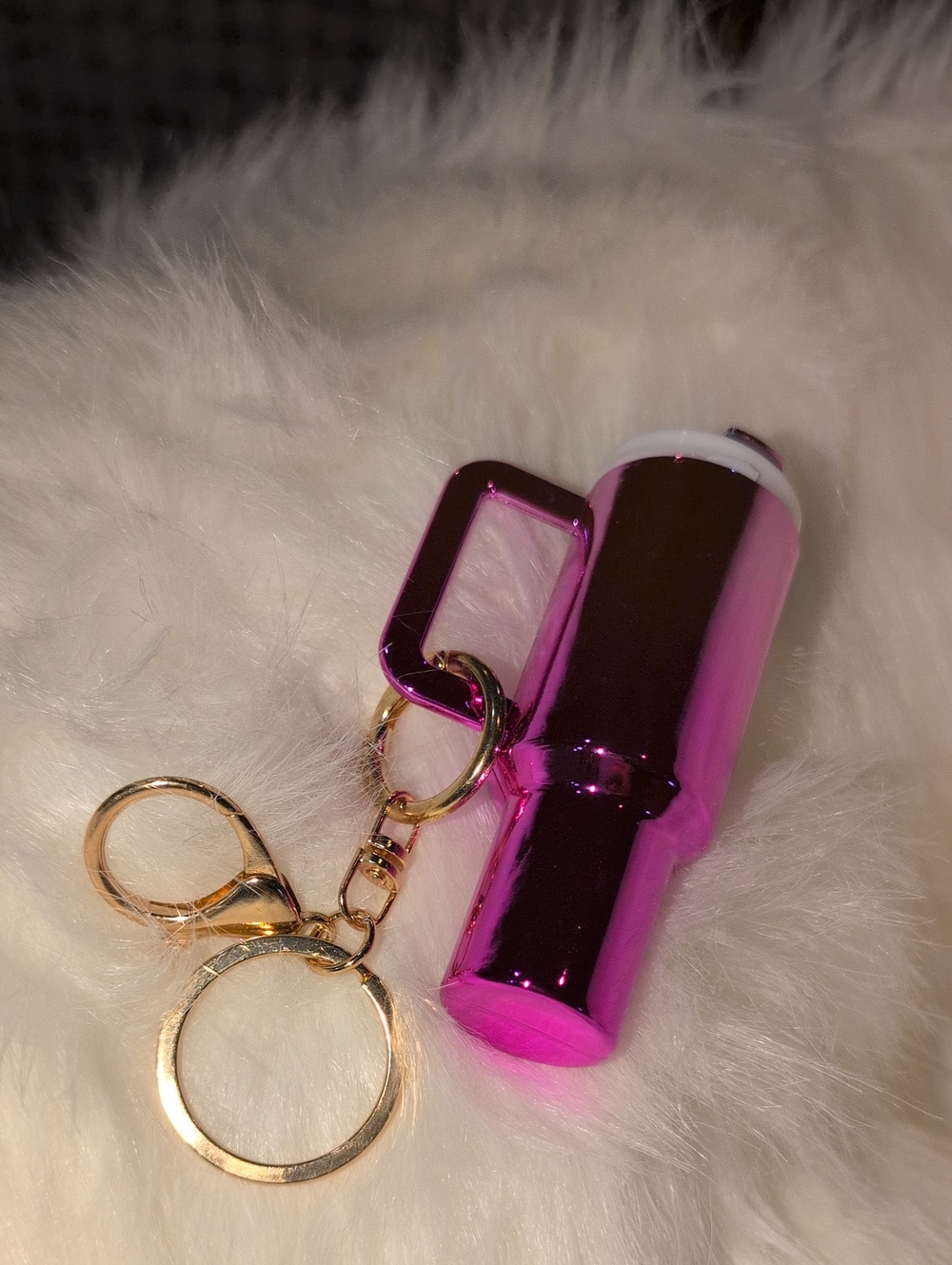 Pink Metallic Keychain Bag Charm